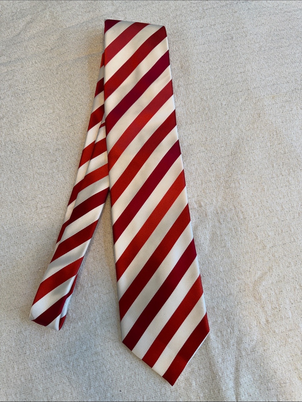 Bugatchi Red and White Striped Silk Tie